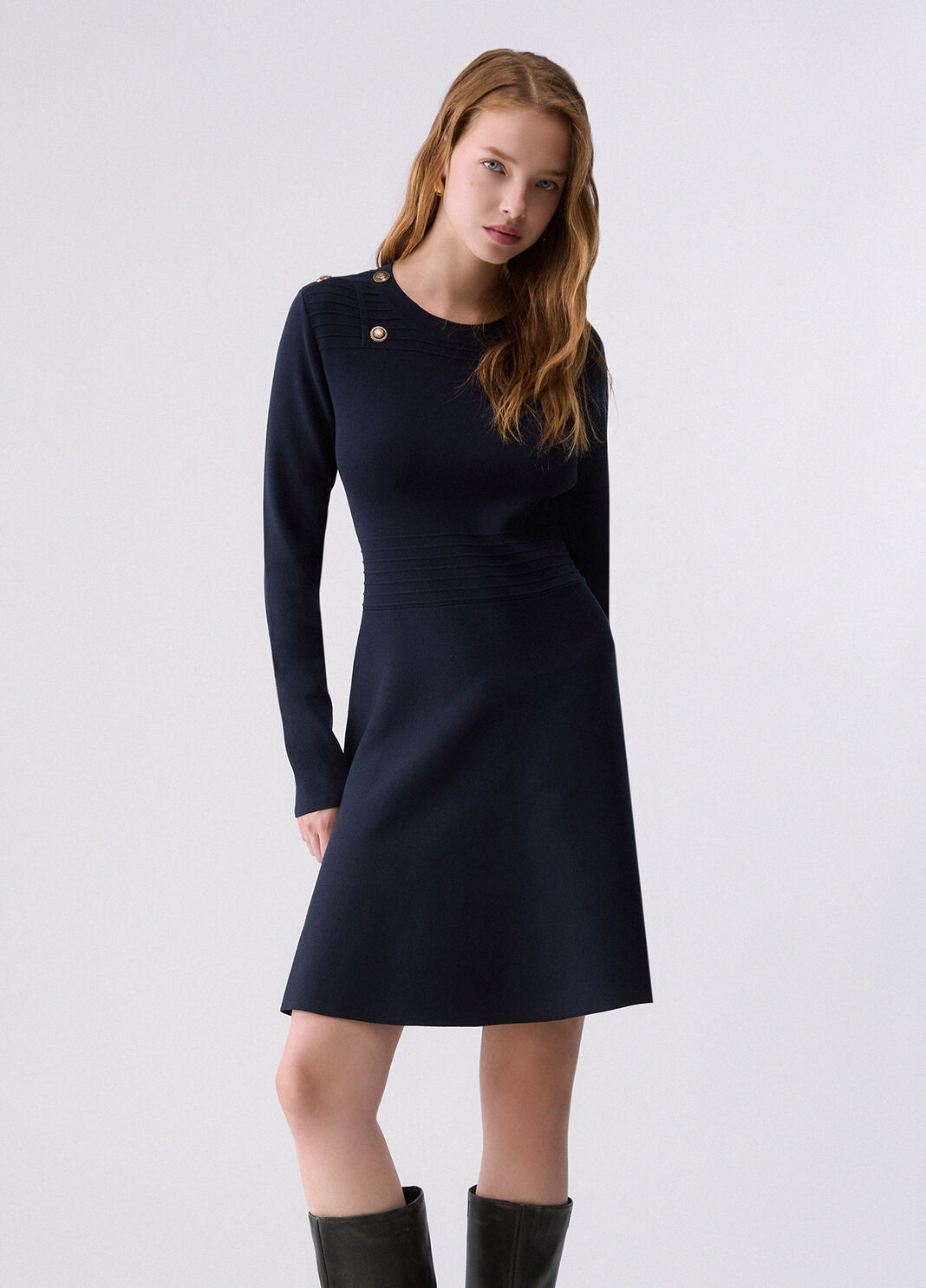 Abito fit & flare in maglia blu scuro Liu Jo - large image number 0