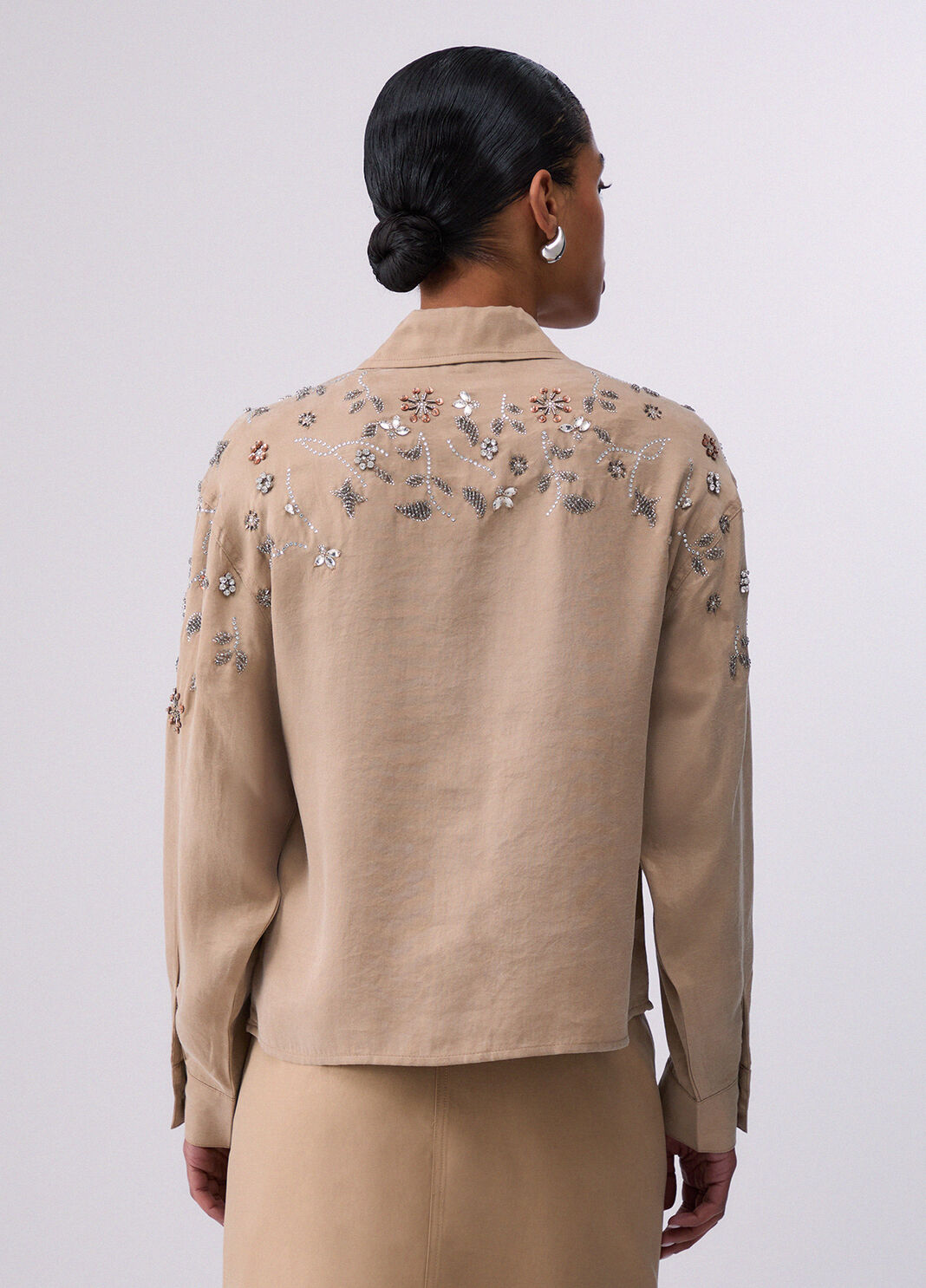 Рубашка с бижутерийными аппликациями светло-бежевый Liu Jo - large image number 1