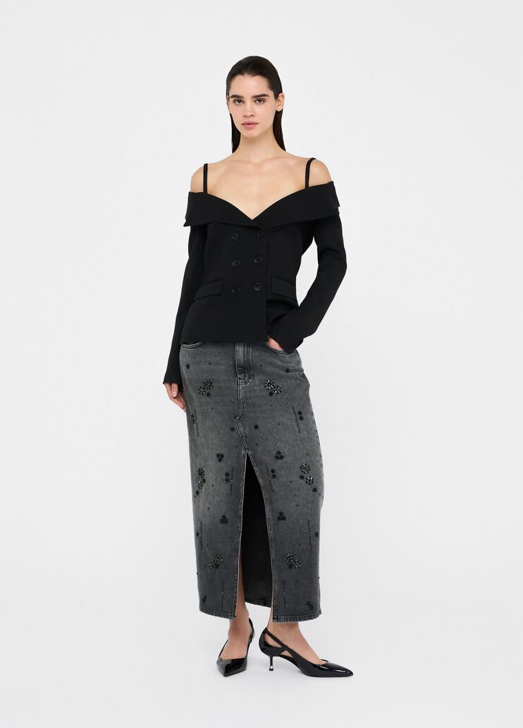 Denim skirt with gemstones black denim Liu Jo - medium Denim skirt with gemstones black denim Liu Jo - medium