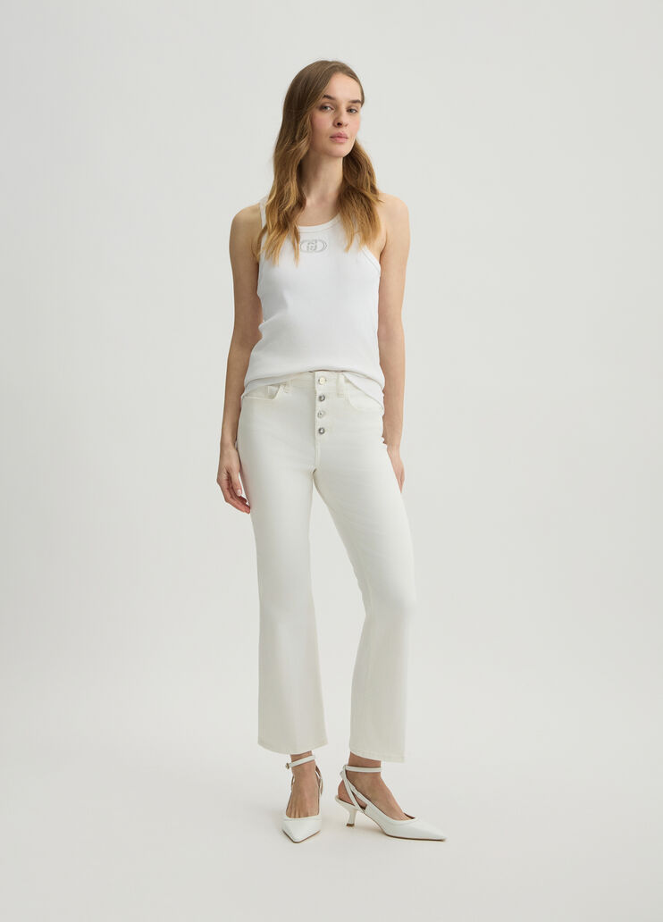 White high-rise bootcut trousers white wool Liu Jo - large image number 5