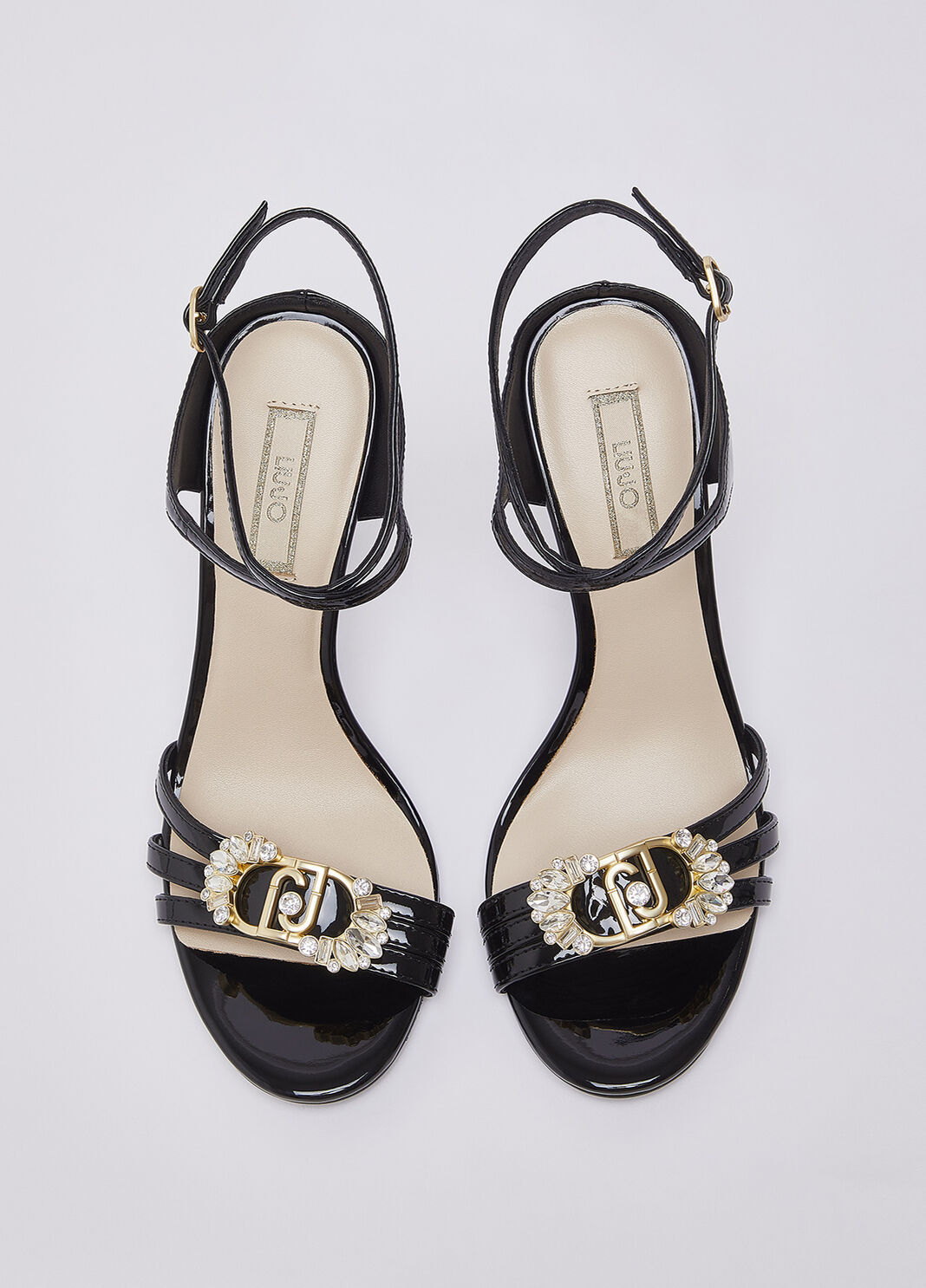 Patent leather sandals with bejewelled logo black Liu Jo - large image number 4