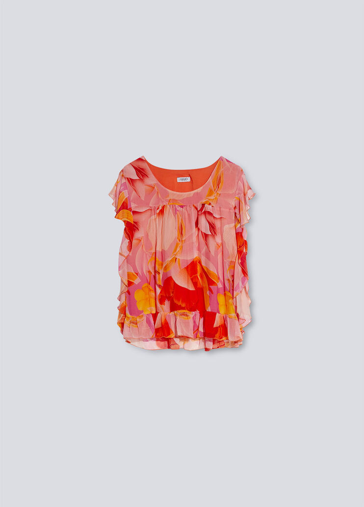 Bluse mit Blumenprint Orange Liu Jo - large image number 4 Bluse mit Blumenprint Orange Liu Jo - large image number 4
