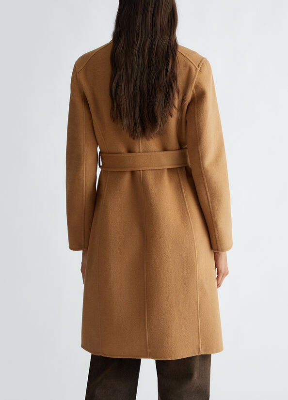 Double-breasted wool-blend coat sand Liu Jo - large image number 1