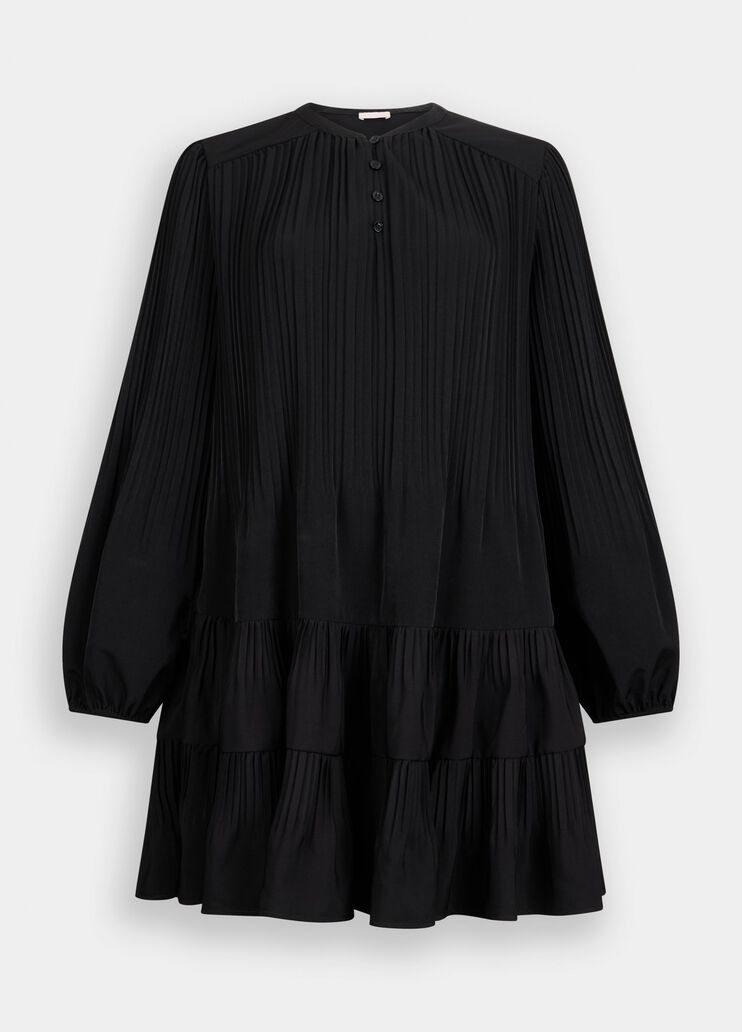 Robe courte en crêpe de chine noir Liu Jo - large image number 6