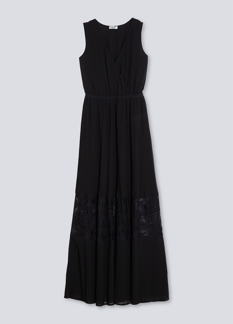 Long dress with embroidered tulle black Liu Jo - large image number 4 Long dress with embroidered tulle black Liu Jo - large image number 4