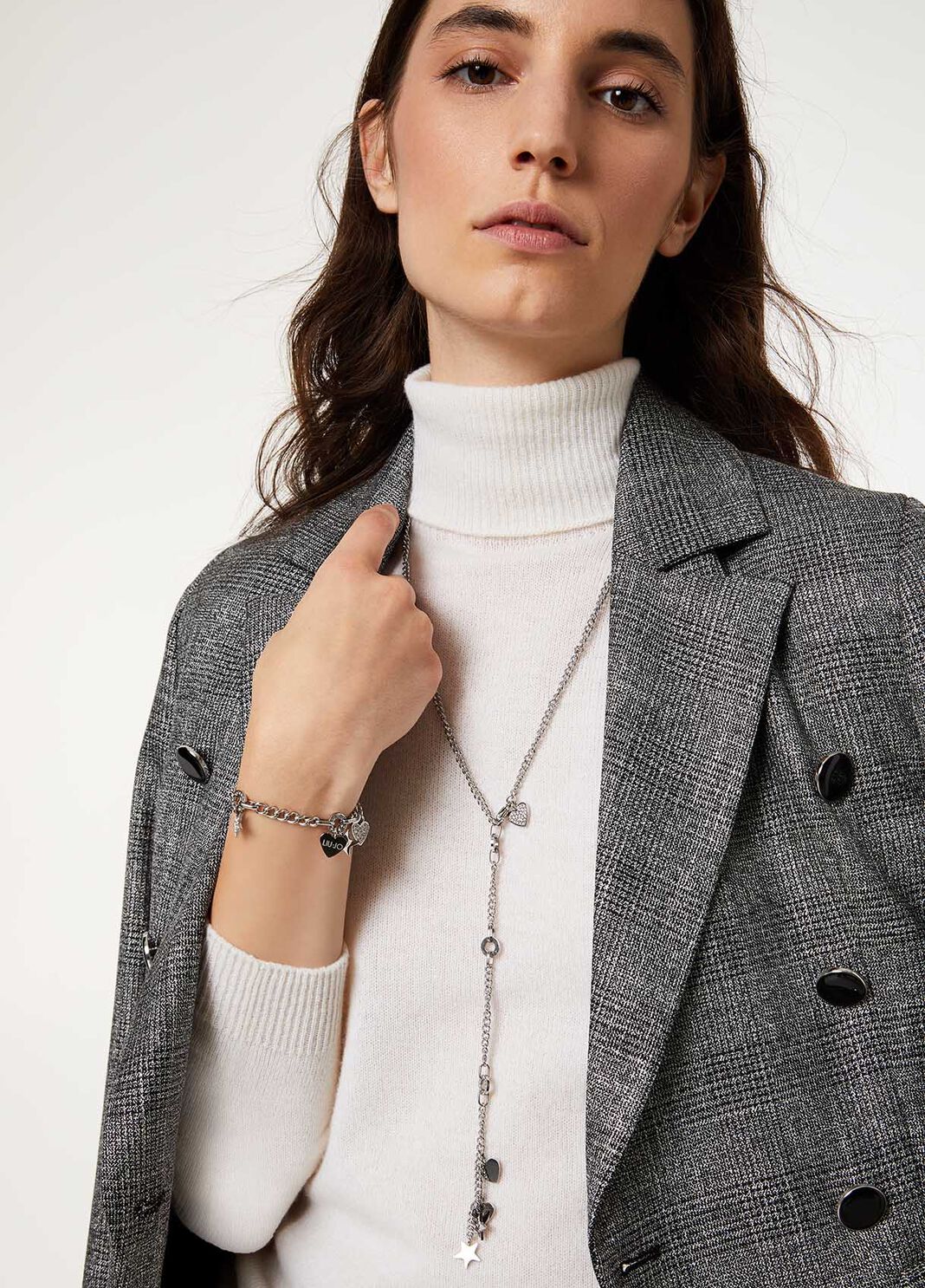 Ожерелье с подвеской-шармом и стразами Серый оттенка стали Liu Jo - large image number 2