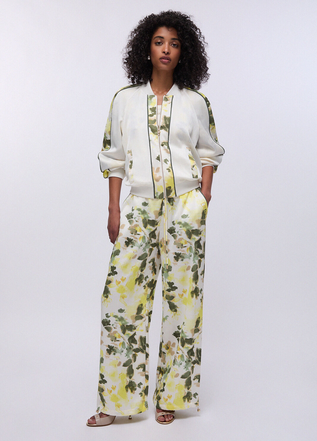 Printed satin trousers white/green Liu Jo - large image number 5