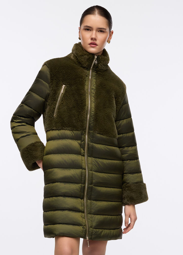 Padded jacket with faux fur inserts olive green Liu Jo - medium