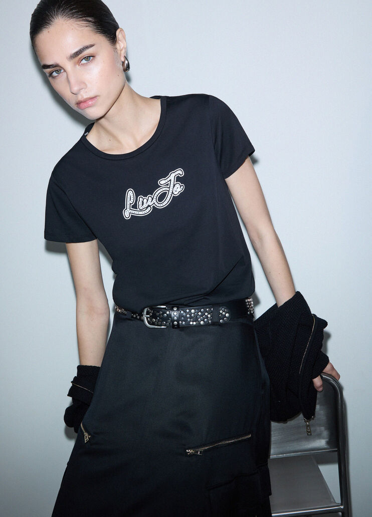 Jersey T-shirt with Logo black/Liu Jo Liu Jo - medium