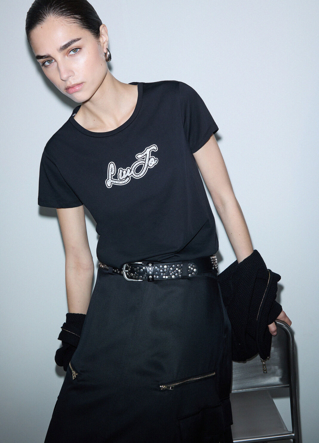 T-shirt en jersey avec logo noir et Liu Jo Liu Jo - large image number 3