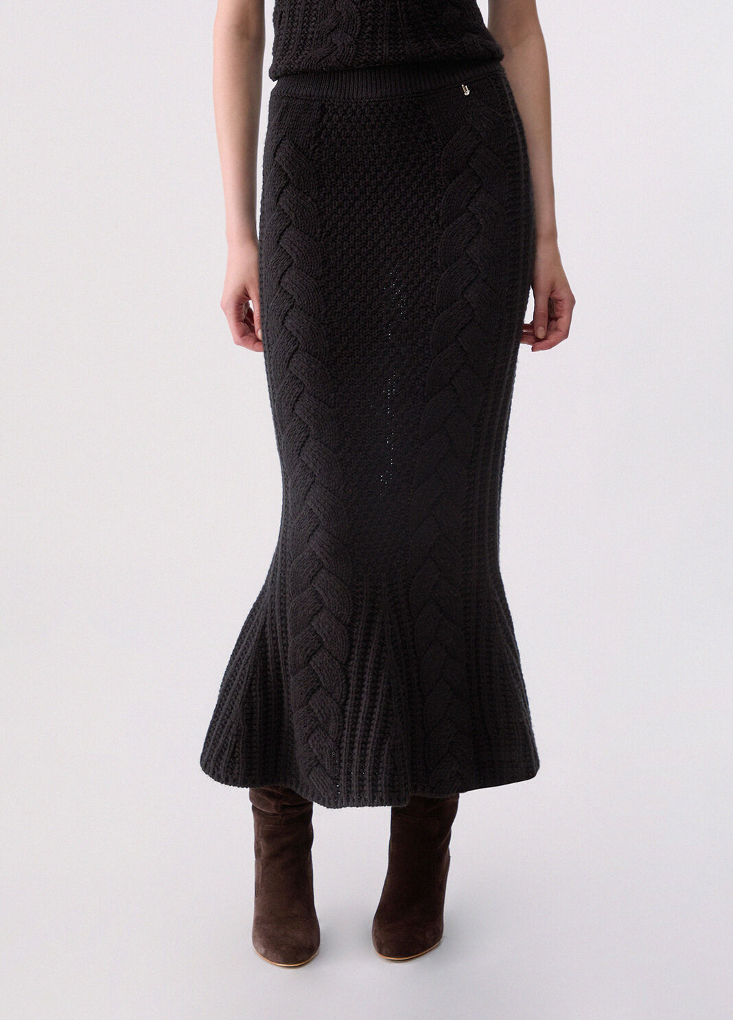 Falda midi de punto negro Liu Jo - large image number 0