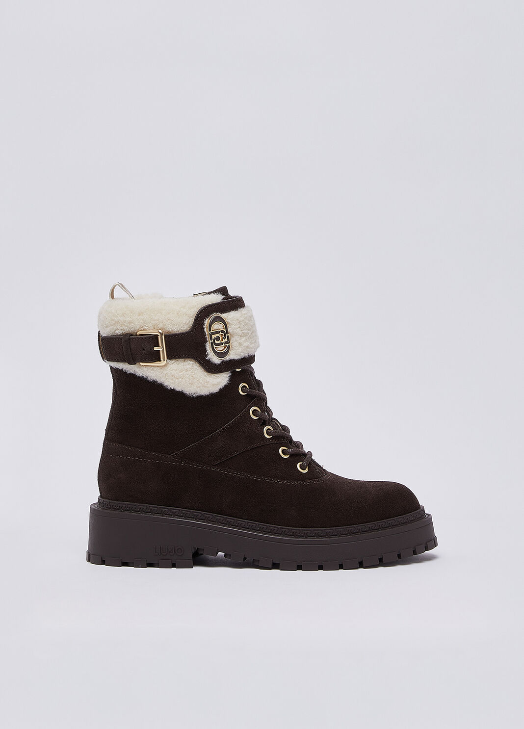 Schn&uuml;rboots aus Veloursleder und teddy Mokka Liu Jo - large image number 0