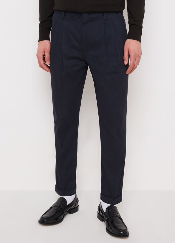 Pantalón tobillero de gabardina azul oscuro Liu Jo - large image number 0