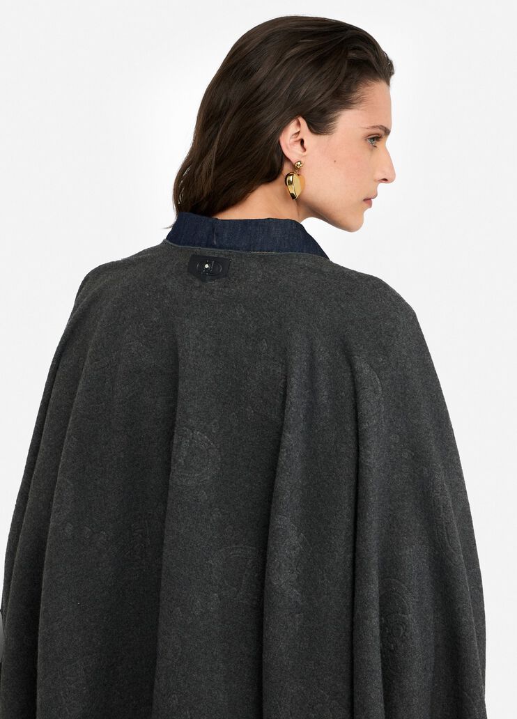 Poncho mit Logo und Fransen Grau Liu Jo - large image number 4 Poncho mit Logo und Fransen Grau Liu Jo - large image number 4