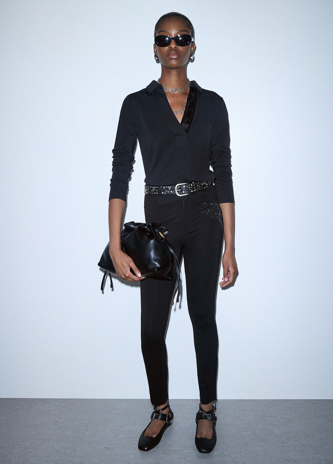 Skinny pants with jewel embroidery black/ramage Liu Jo - large image number 2