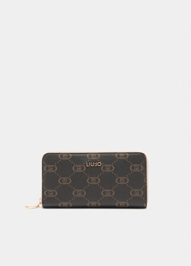 Large zip-around wallet with logo beige Liu Jo - medium Large zip-around wallet with logo beige Liu Jo - medium