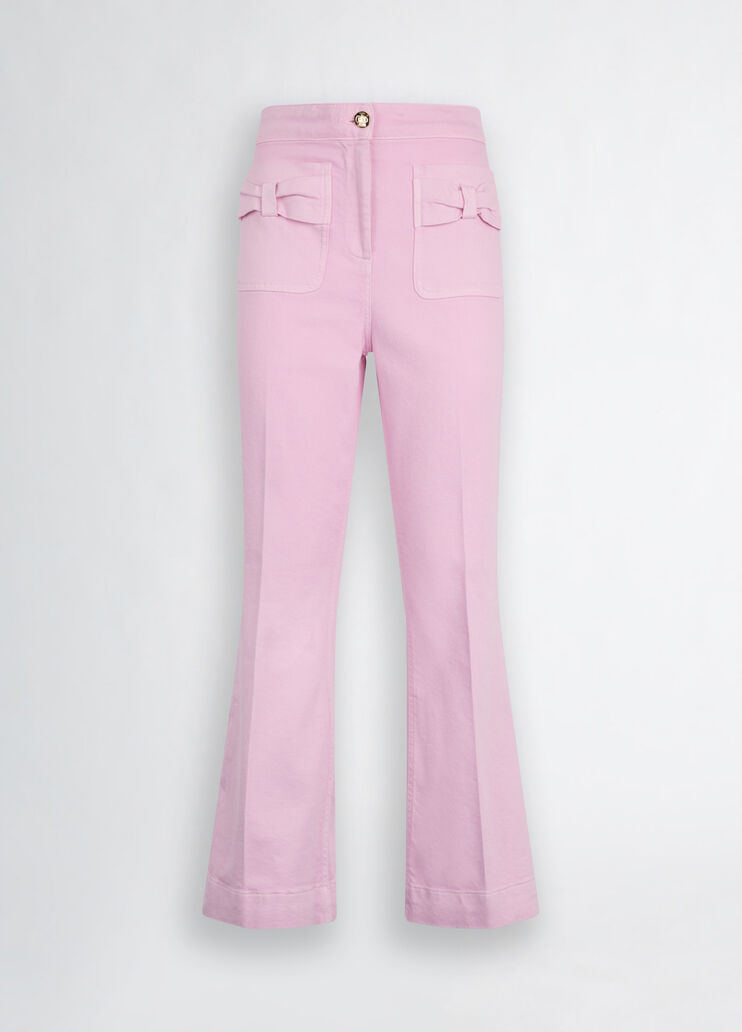 Cropped flared cotton trousers pink Liu Jo - large image number 6 Cropped flared cotton trousers pink Liu Jo - large image number 6