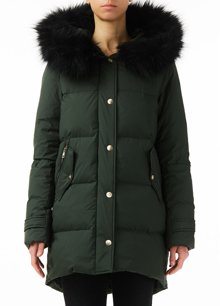 Longline down jacket with hood Leaf green Liu Jo - large image number 0 Longline down jacket with hood Leaf green Liu Jo - large image number 0