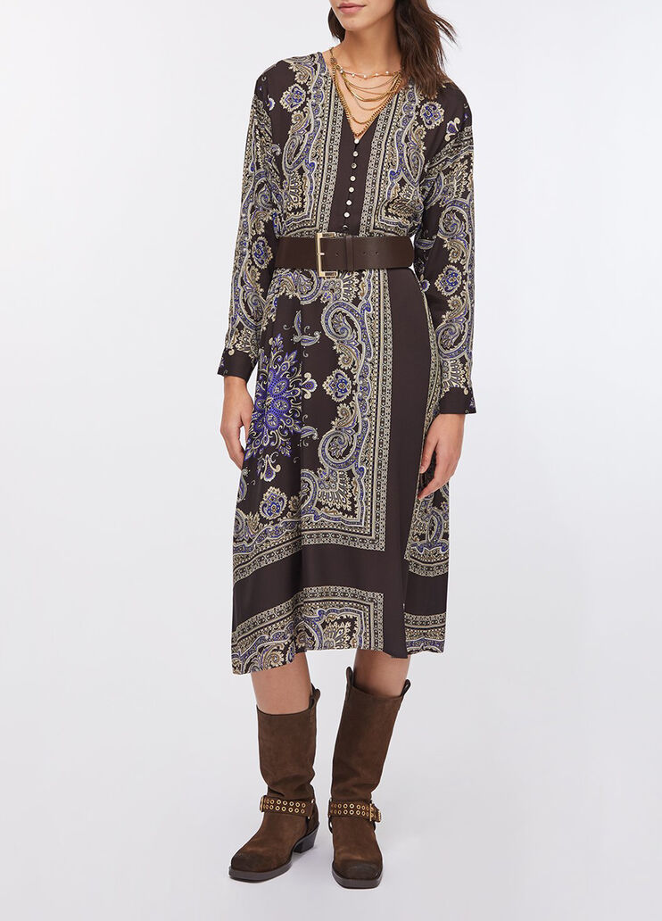 Midikleid mit G&uuml;rtel Braun mit Print Liu Jo - medium