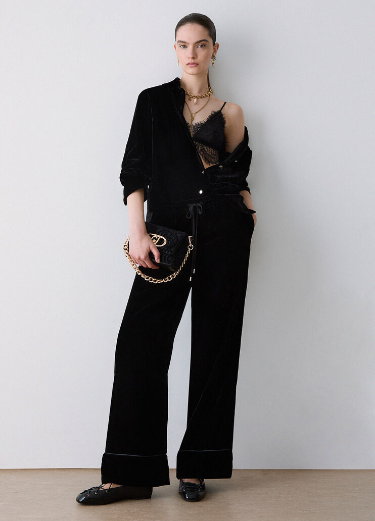Long trousers in velvet black Liu Jo - medium