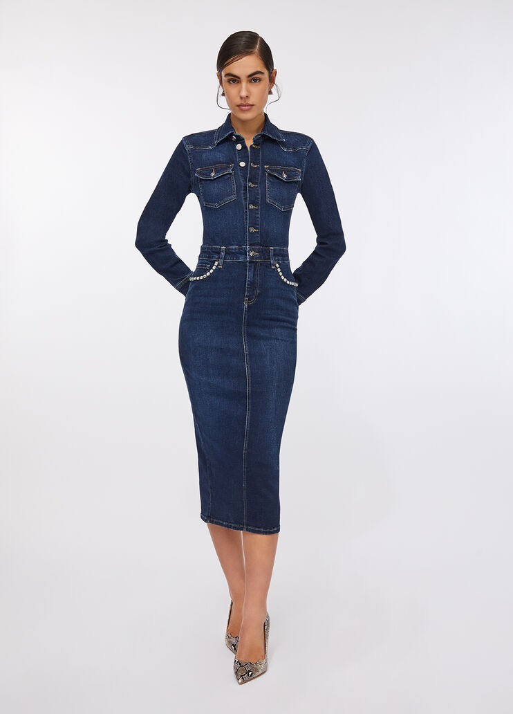 Hemdblusenkleid aus Denim Dunkles Denimblau Liu Jo - large image number 0