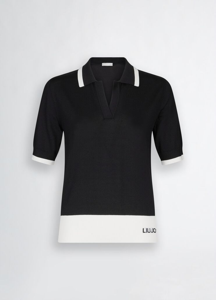 Black and white ribbed jumper black and white Liu Jo - large image number 6 Black and white ribbed jumper black and white Liu Jo - large image number 6