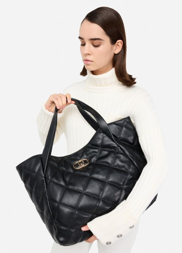 Große Tote Bag aus Matelassé Schwarz Liu Jo - large image number 0