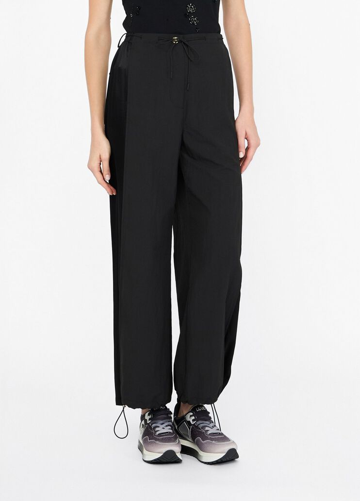 Jogging trousers in nylon and satin black Liu Jo - medium