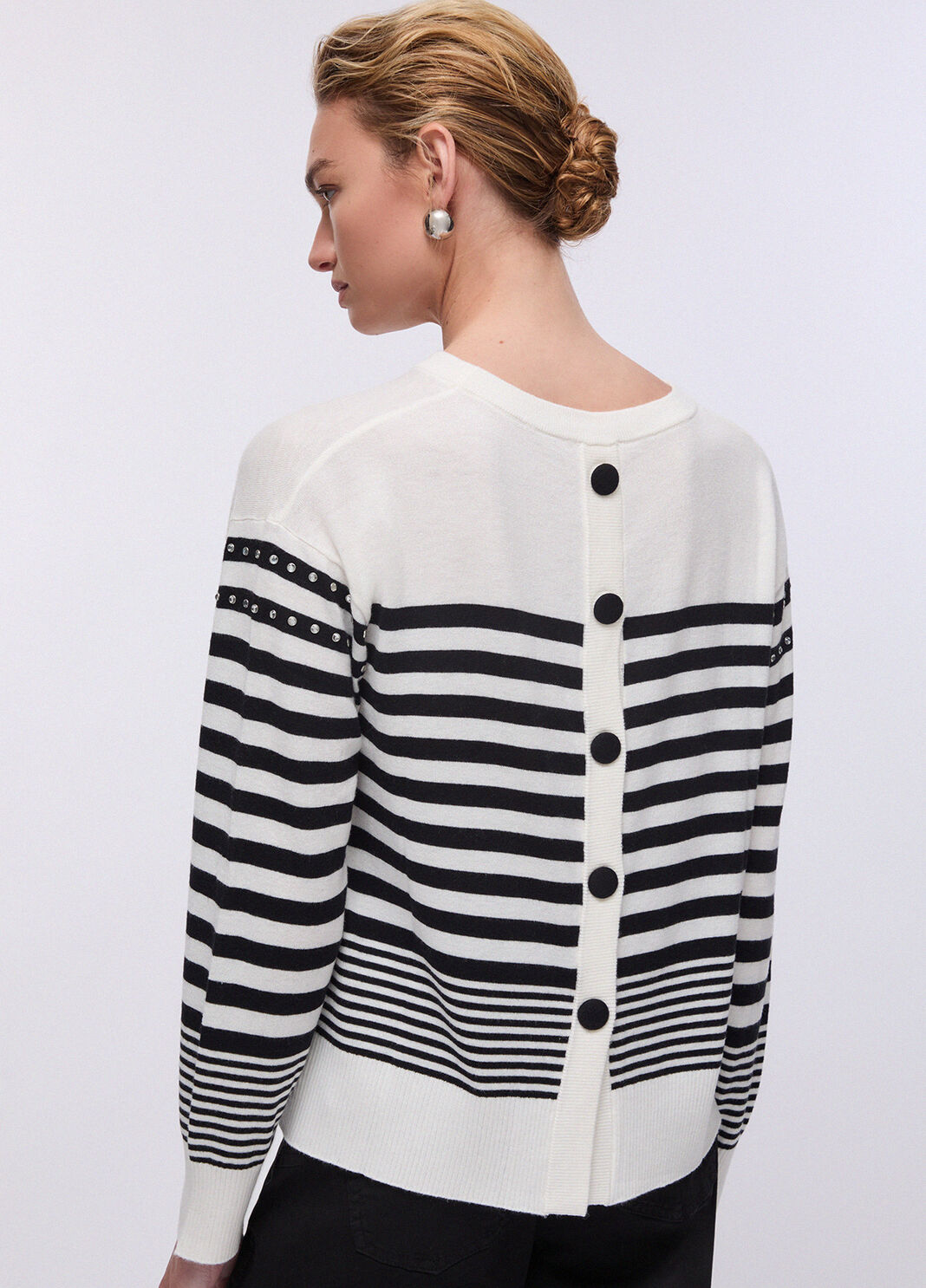 Wool jumper with studs black and white Liu Jo - large image number 1