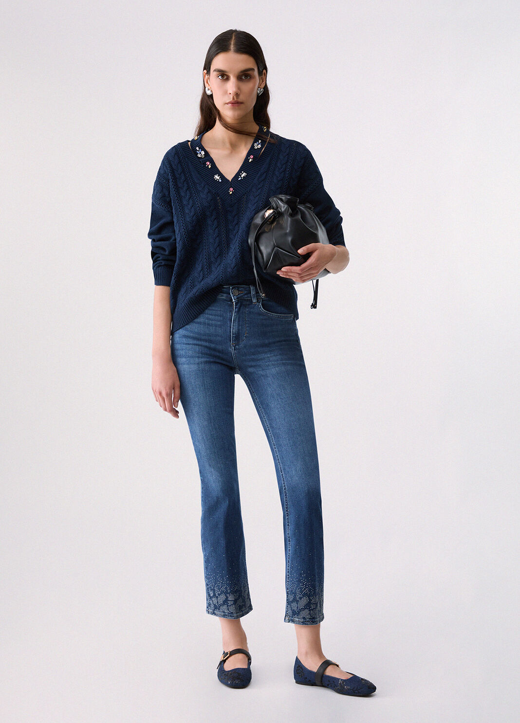 Bootcut jeans with rhinestones dark blue denim Liu Jo - large image number 5