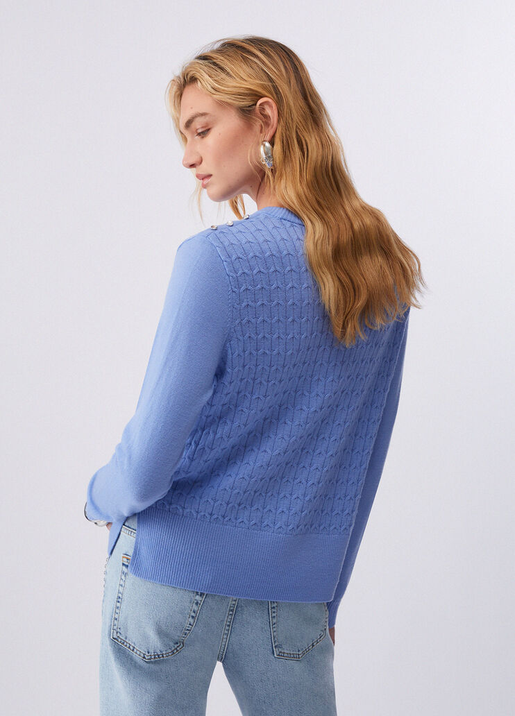 Cable knit wool sweater light blue Liu Jo - large image number 1
