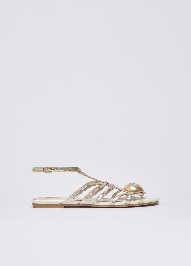 Laminated flat sandals light gold Liu Jo - medium