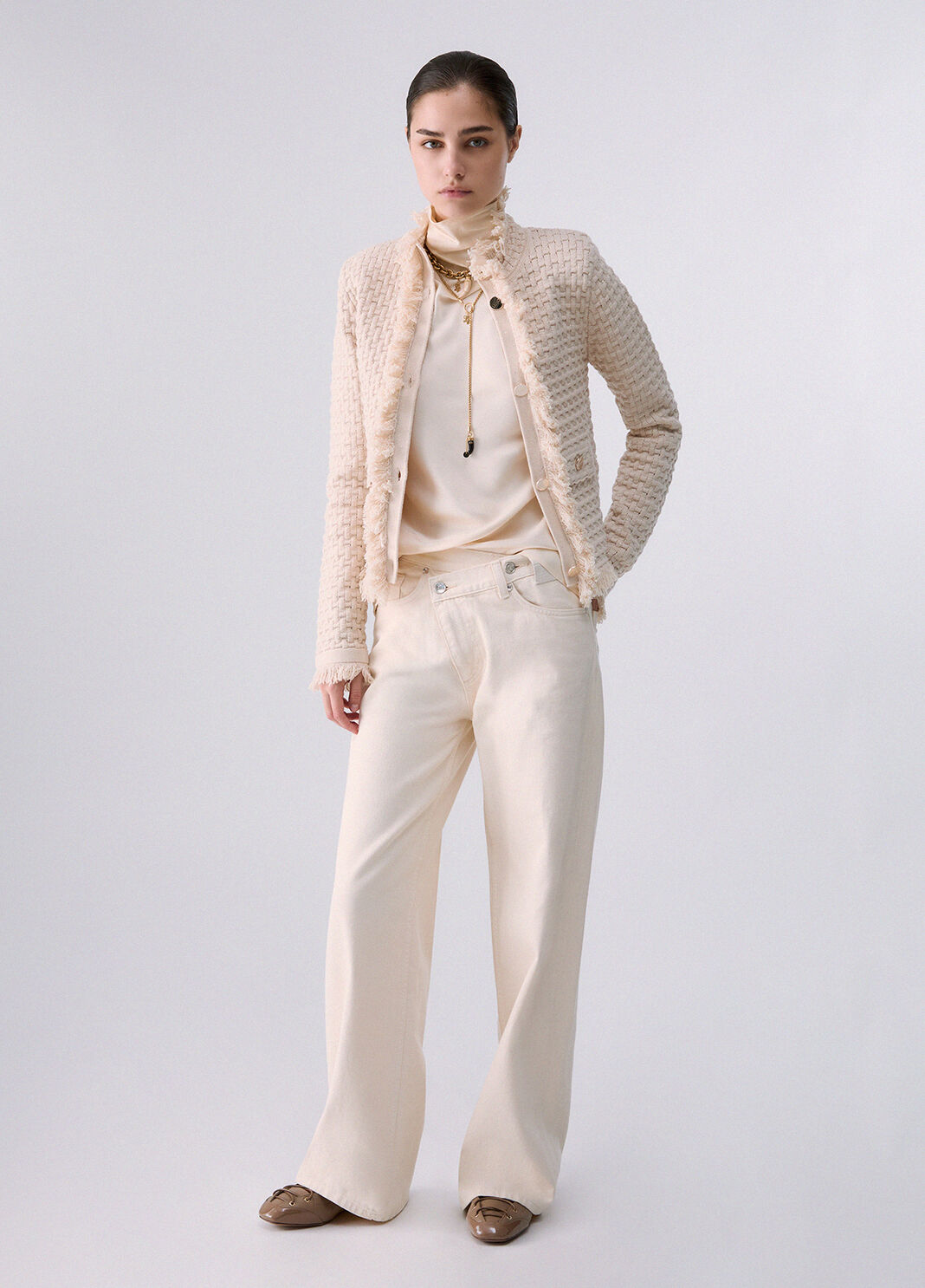Jacket with Frayed Details cream Liu Jo - large image number 5