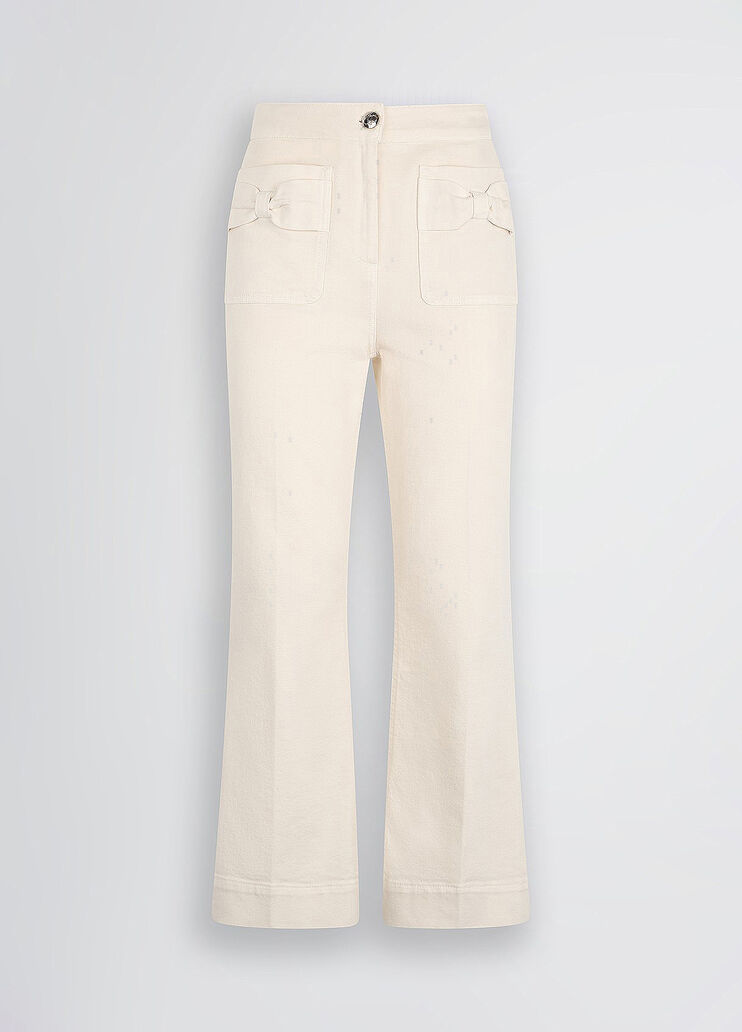Cropped flared cotton trousers white Liu Jo - large image number 6 Cropped flared cotton trousers white Liu Jo - large image number 6