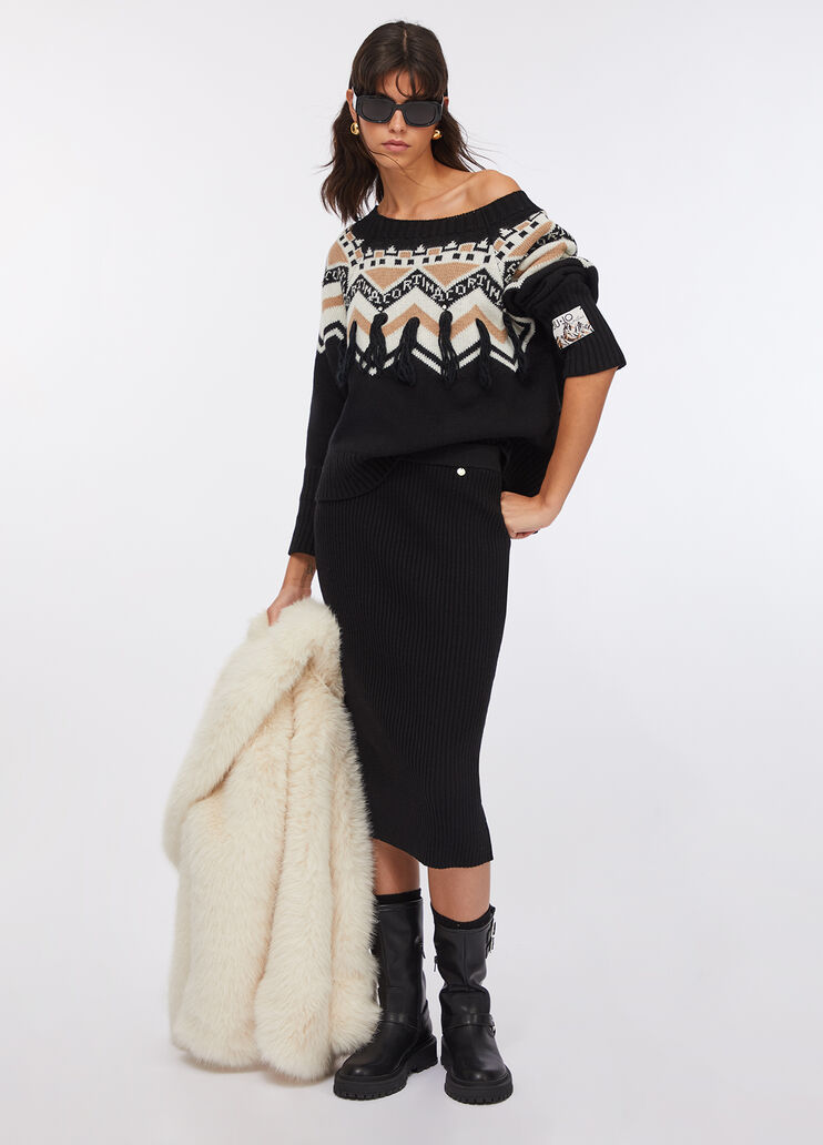 Maglia jacquard con applicazioni nero Liu Jo - large image number 5