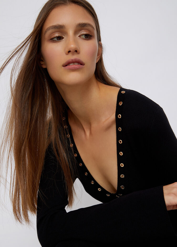 Long knit dress black Liu Jo - large image number 2 Long knit dress black Liu Jo - large image number 2