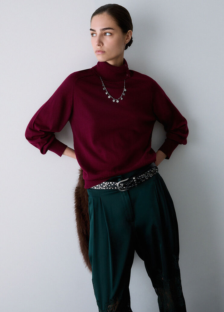 Rollkragenpullover aus Wolle mit Armband Rot Liu Jo - medium