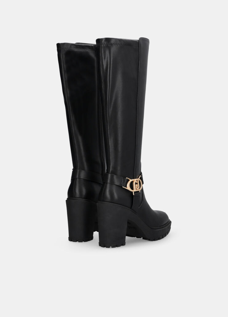 Knee-high leather boots black Liu Jo - large image number 3