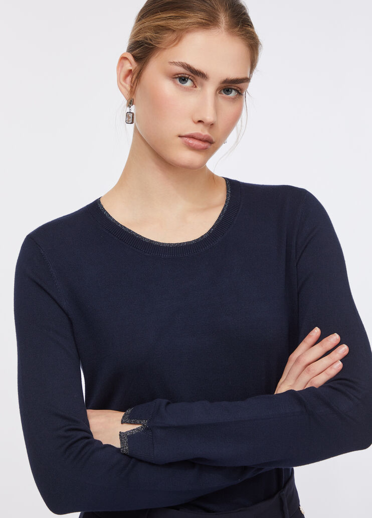 Pull avec détails en Lurex® bleu foncé Liu Jo - large image number 2