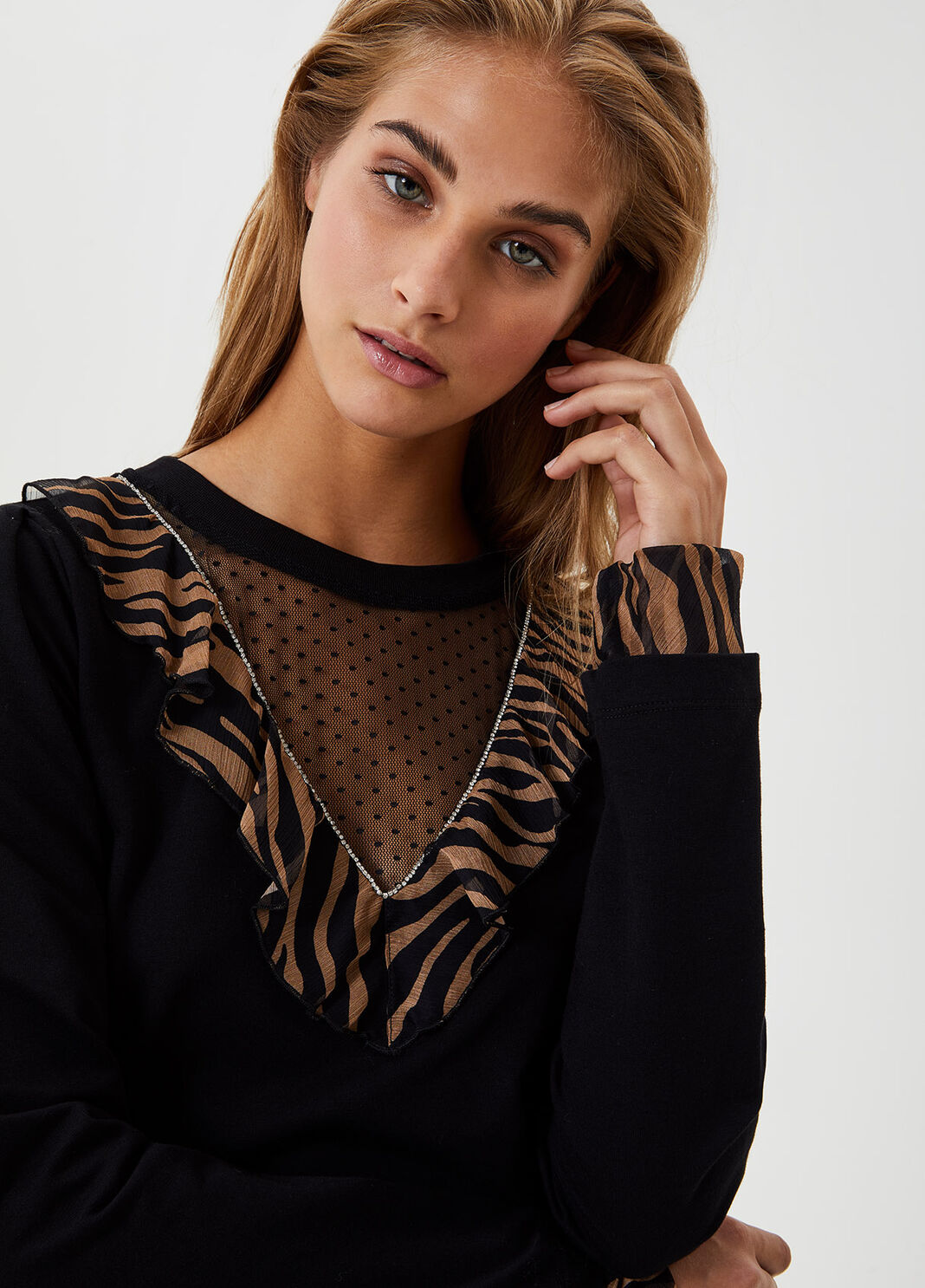 Sudadera con volantes Negro Liu Jo - large image number 2