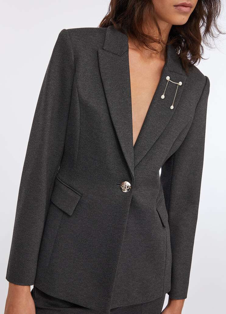 Blazer mit Schmuckbrosche Schiefergrau Liu Jo - large image number 3