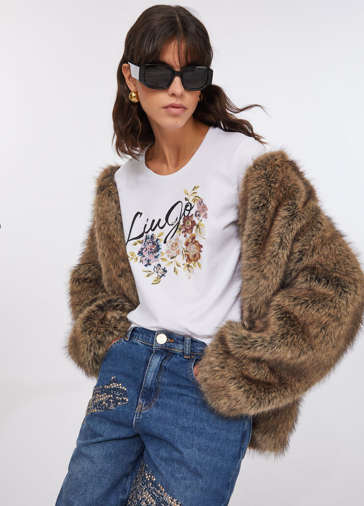 T-shirt Liu Jo Better blanc et fleurs Liu Jo - large image number 2