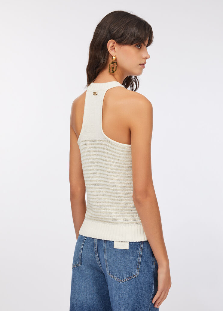 Striped lurex® top white wool Liu Jo - large image number 1