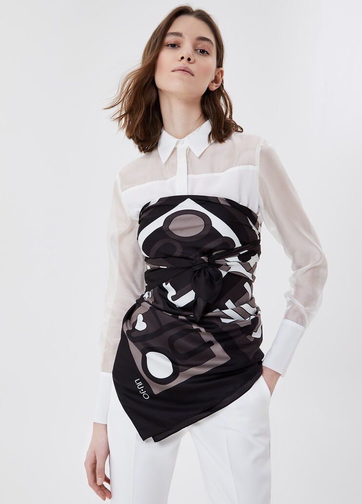 Foulard with logo Black Liu Jo - large image number 1 Foulard with logo Black Liu Jo - large image number 1