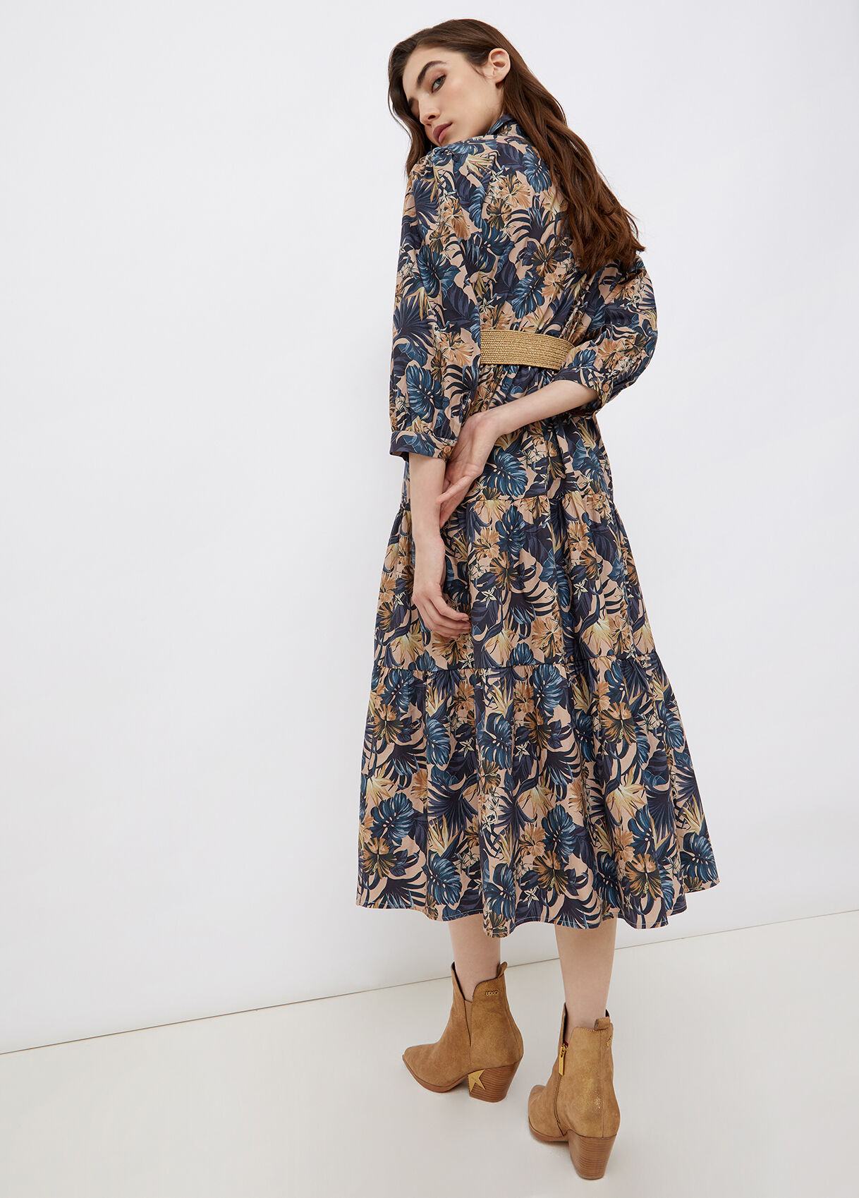 Poplin online midi dress