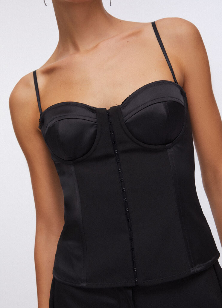 Top bustier de raso negro Liu Jo - medium