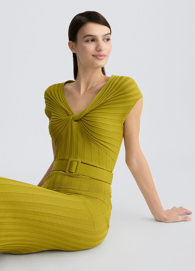 Knit dress with belt avocado Liu Jo - large image number 2 Knit dress with belt avocado Liu Jo - large image number 2