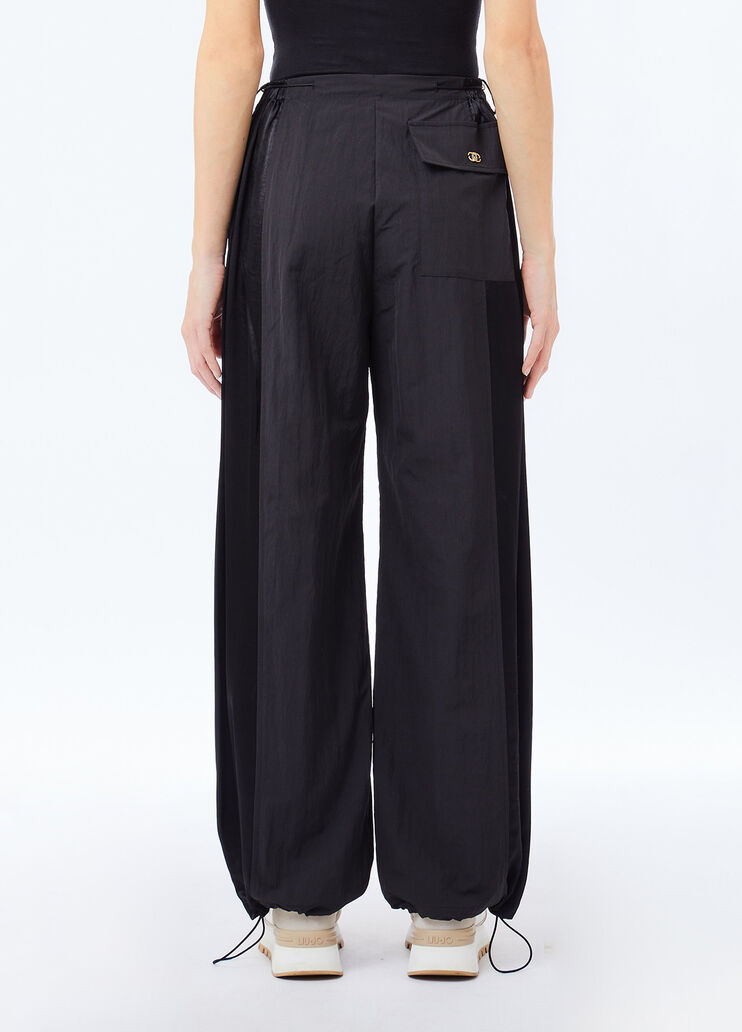 Jogging trousers in nylon and satin black Liu Jo - medium
