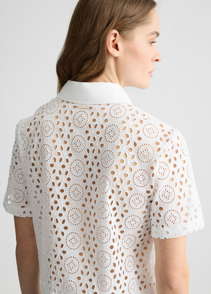 Cropped sangallo shirt white Liu Jo - large image number 4 Cropped sangallo shirt white Liu Jo - large image number 4