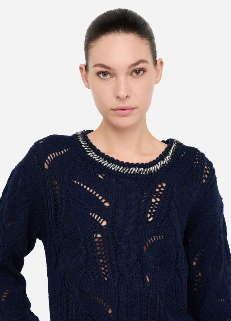 Pull ajouré orné de pierres bleu foncé Liu Jo - medium Pull ajouré orné de pierres bleu foncé Liu Jo - medium